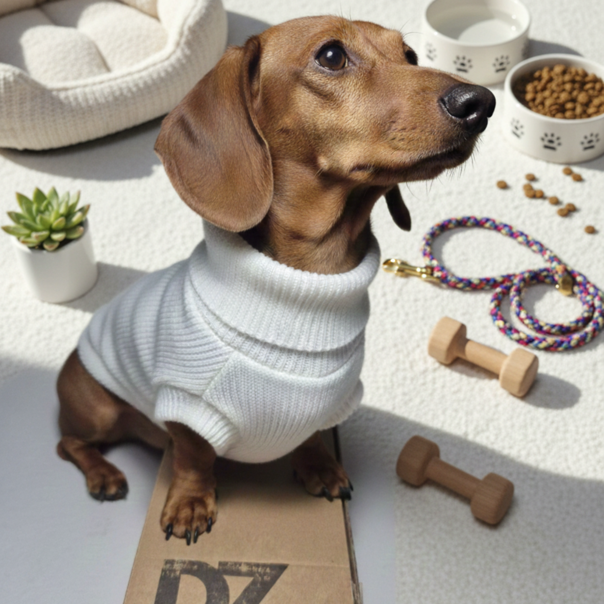 Maglione Bianco Lana Merino per Cani